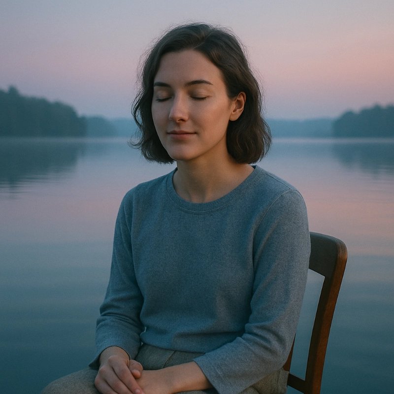 serene expression. lake at dawn